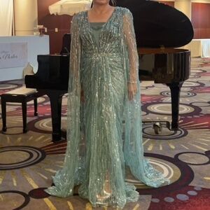 Custom Made Beaded Green Gown